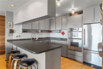 Beautiful slate counter tops and stainless steal appliances