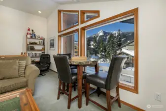 Upper level bonus room with game table and mountain views