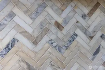 Newly tiled back splash in kitchen