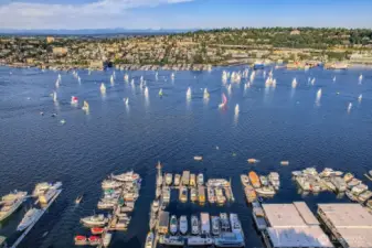 Tuesday night Duck Dodge is a spectacular sight and there is no better location to enjoy living on a Seattle Houseboat than right here all year long... Never miss the Fireworks or Christmas ship cruises either.