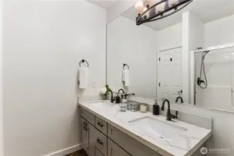 Primary bathroom connected directly to the primary bedroom.