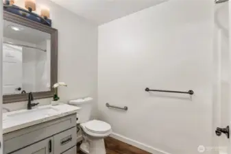 Second bathroom is across form the second bedroom.