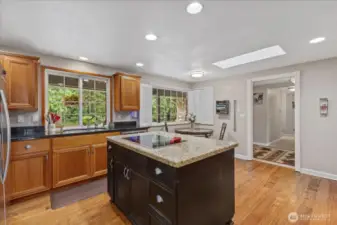 Beautifully updated kitchen featuring modern finishes, ample counter space, and room to gather