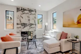 Stunning gas fireplace in living room