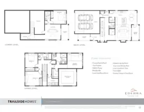 Photos, plans and elevations may be examples representing the community, community  amenities, homes or artist’s renderings that may not accurately represent the actual  condition of a homesite or home as constructed, and may also contain options and  upgrades which are not included in the sale. Trailside Homes reserves the right to make  changes to floor plans, specifications, dimensions, design and elevations without prior  notice. Stated dimensions and square footage, if applicable, are estimated and should  not be used as representations of the home’s actual size.