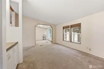 Living room looking toward den/office