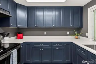 Lots of counter space AND there is a separate pantry/coffee bar