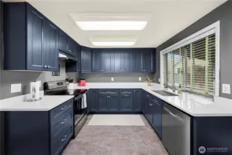 I love the window overlooking the backyard