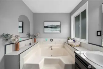 Primary bathroom and there is a walk in closet in the primary as well