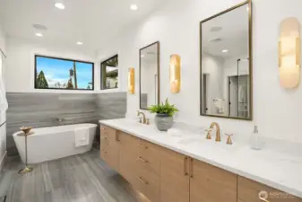 Designer Primary Suite with five-piece bath with heated floors