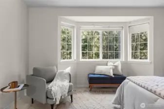 Open reading nook aids in the enjoyment of outdoor viewing.