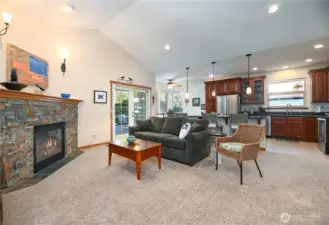 Great room design from the kitchen to the family room.