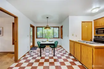 Kitchen also has vintage ceramic tile floors.