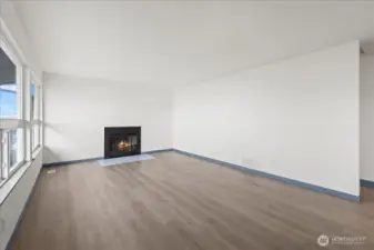 Wood burning fireplace for ambiance or added heat on the chillier Northwest evenings