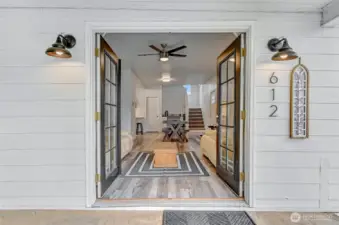 French door entry into the house.