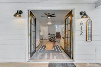 French door entry into the house.