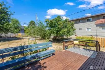 This lovely yard has established raspberry and black currant plants, holly and maple trees! Afternoon sun brings life to this yard! Notice the alley access off the back fence as well, wouldn't be difficult to add a large garage if that's what you need!