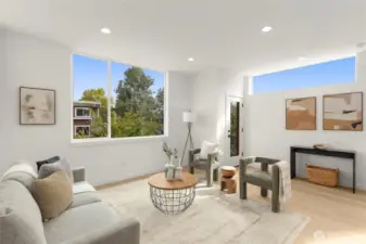 A perfect balance of cozy and airy, the living space is designed for both gatherings and quiet moments.