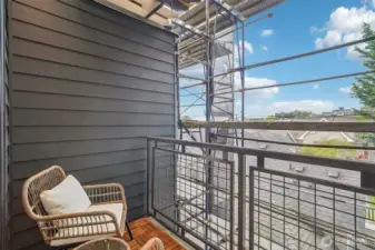 Sweet north-facing balcony lets you take in treetop views and sweet sunshine.