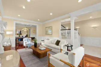 Formal living room & dining room w/fireplace