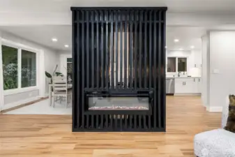 Show off your 2 sided fireplace with TV mount blocks in ceiling and wired up for easy connection.