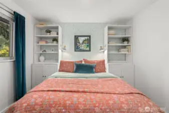 Main bedroom has attractive built-ins for extra storage