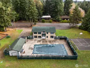 Private clubhouse, pool and sport court for Miller Bay residents