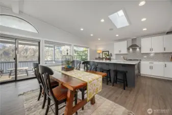 Ample dining can accommodate large groups.