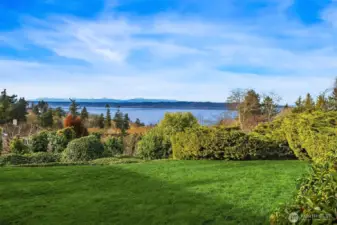 Stepping outside from the ground level.