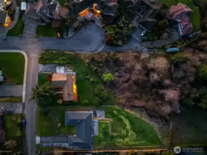 Aerial view showcasing the potential second lot with its easy access.