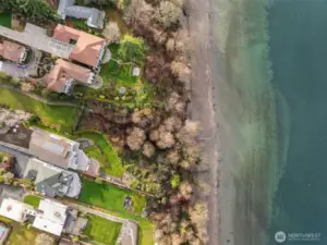Aerial view of the Private community beach park called "Marine View Demarwood". The park is right next door on the North side of 1254 296th street SW.