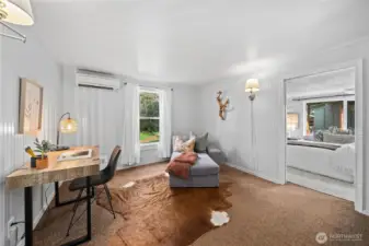 Flex room with natural transition into the sleeping area.