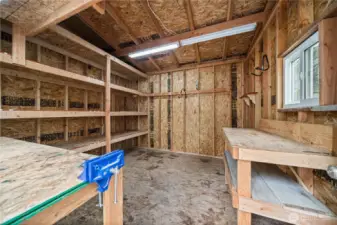 Newer shed near home has electrical already ran. Would make a great she-shed, additional storage, workshop or potential to create a tiny home DADU with septic nearby to hook up to.