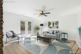 Rec room with virtual staging.