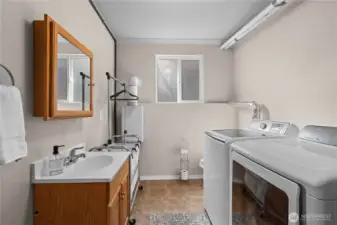 1/2 bath in laundry room in basement