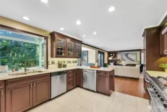 This remodeled kitchen is a Chef's dream, with ample counterspace and upgraded stainless steel appliances.