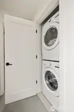 Full-size washer and dryer coveys.