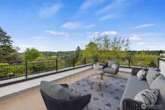Territorial and city views from the rooftop deck.