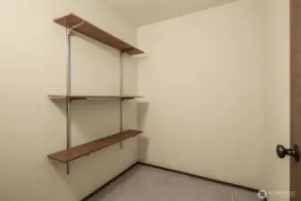 The huge storage room in the upstairs landing area.