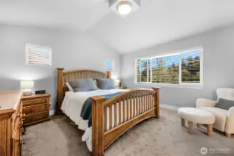 Super spacious primary suite with greenbelt view