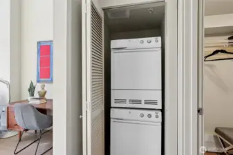 In-Unit Washer and Dryer beside the Walk-In Closet