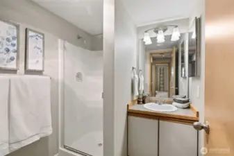 3/4 bath adjacent to 2nd bedroom