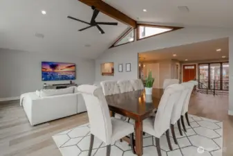 The dining area can accommodate large or small groups.