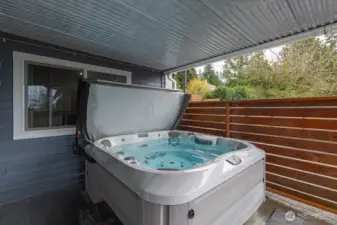 Another view of the hot tub located off the primary bedroom.