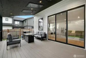 Covered Back Patio with Skylights