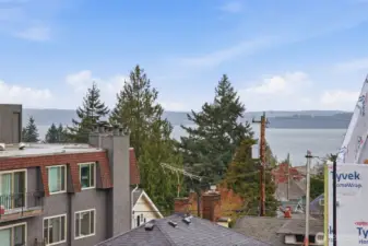 Elevated outlook capturing surrounding neighborhood and nearby water views.