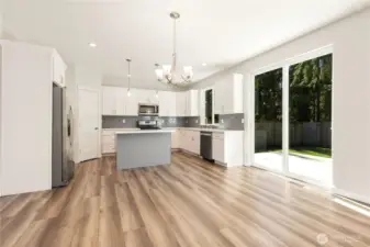 Large space for Dining Table between Living room and kitchen