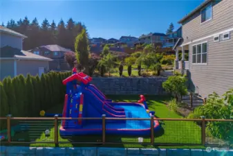 Side yard is the perfect spot for a play area.