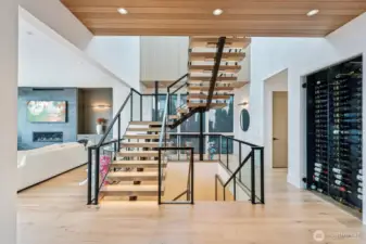 Expensive architecturally significant and engineered staircase anchors the bright and open spaces.