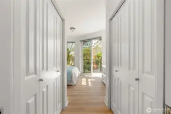 Primary bedroom and plenty of storage space
